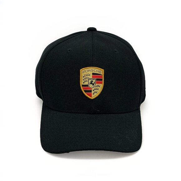 NEW Authentic Porsche Crest Black FlexFit Hat One Size Baseball Cap Unisex - Picture 2 of 9